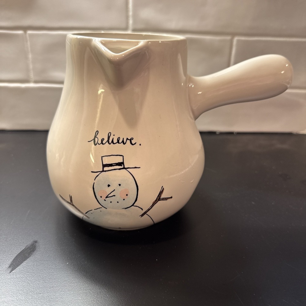 Rae Dunn Snowman Cocoa Pot Pitcher Limited Edition Let It Snow 2019 By Magenta